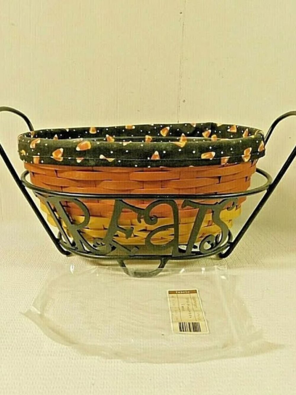 Longaberger Halloween Treats Basket Set w/ Wrought Iron Stand Liner & Protecor *